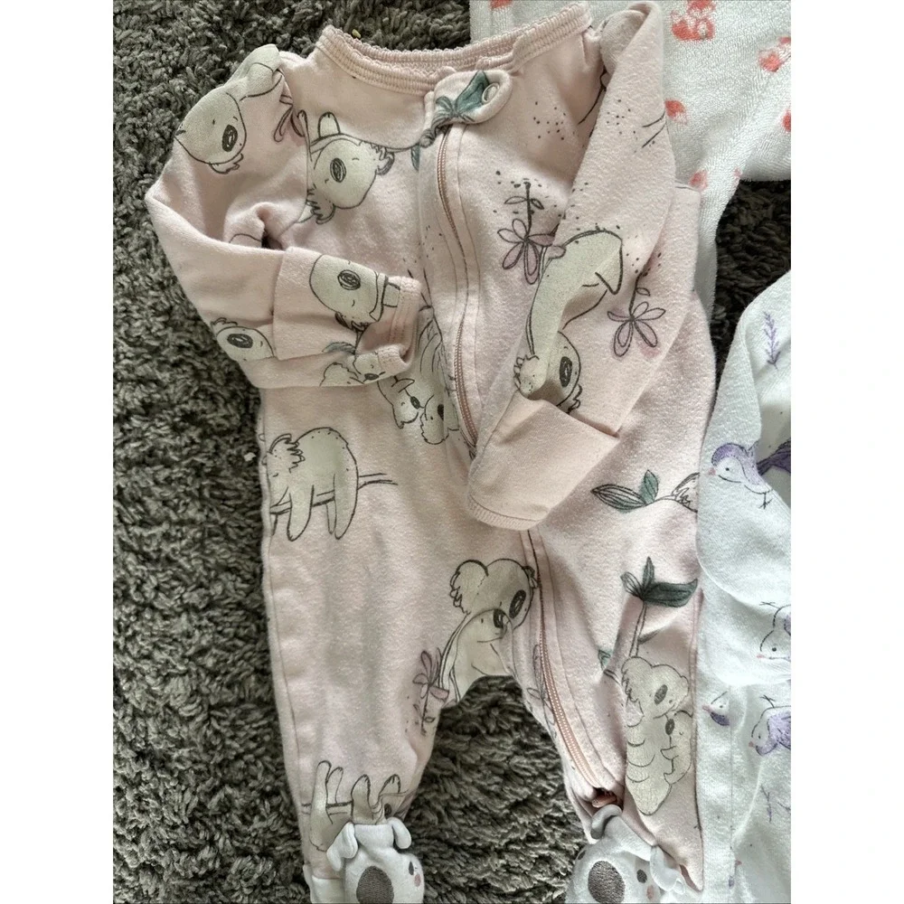 Carter's Sleeper Pajamas Kids Newborn Multicolor Floral Animal 5 Pack Bundle